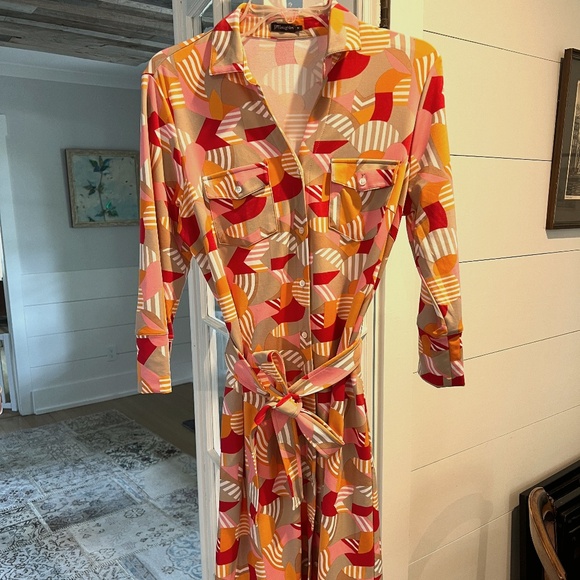 J. McLaughlin button down dress with tie - Picture 1 of 6
